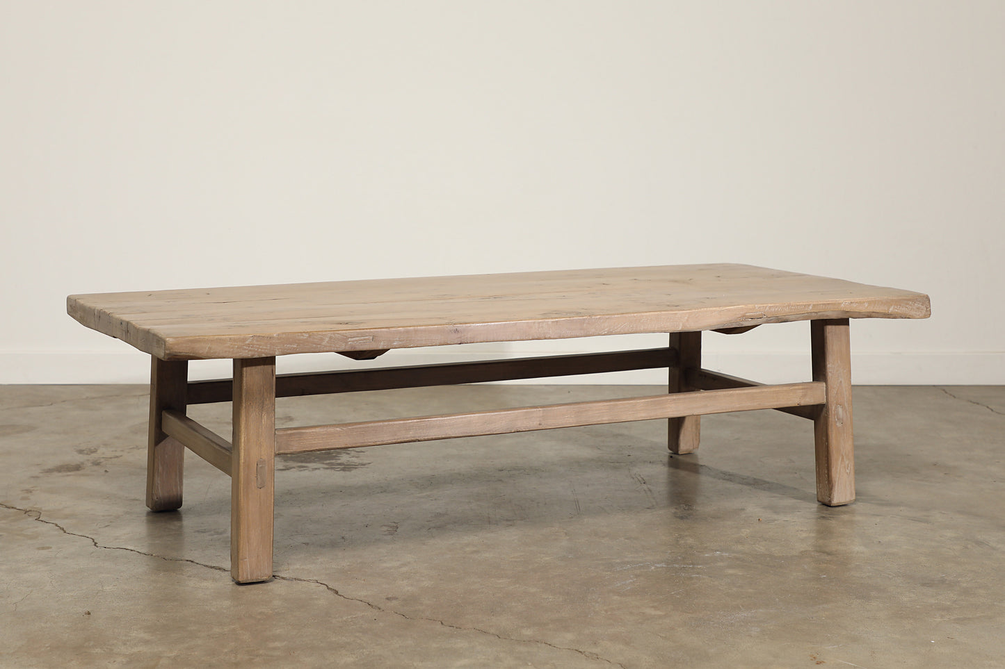 Antique Vintage Wooden Wood Rectangular Coffee Table No. 2 - Circa 1945 Made of Fruitwood with four legs
