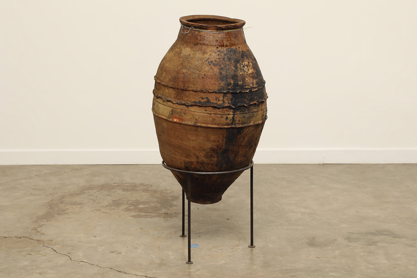 A one-of-a-kind dark brown Turkish vintage vase pot without a handle, crafted from terra cotta clay, this piece showcases timeless quality and antique craftsmanship, adding a unique touch of history to your space