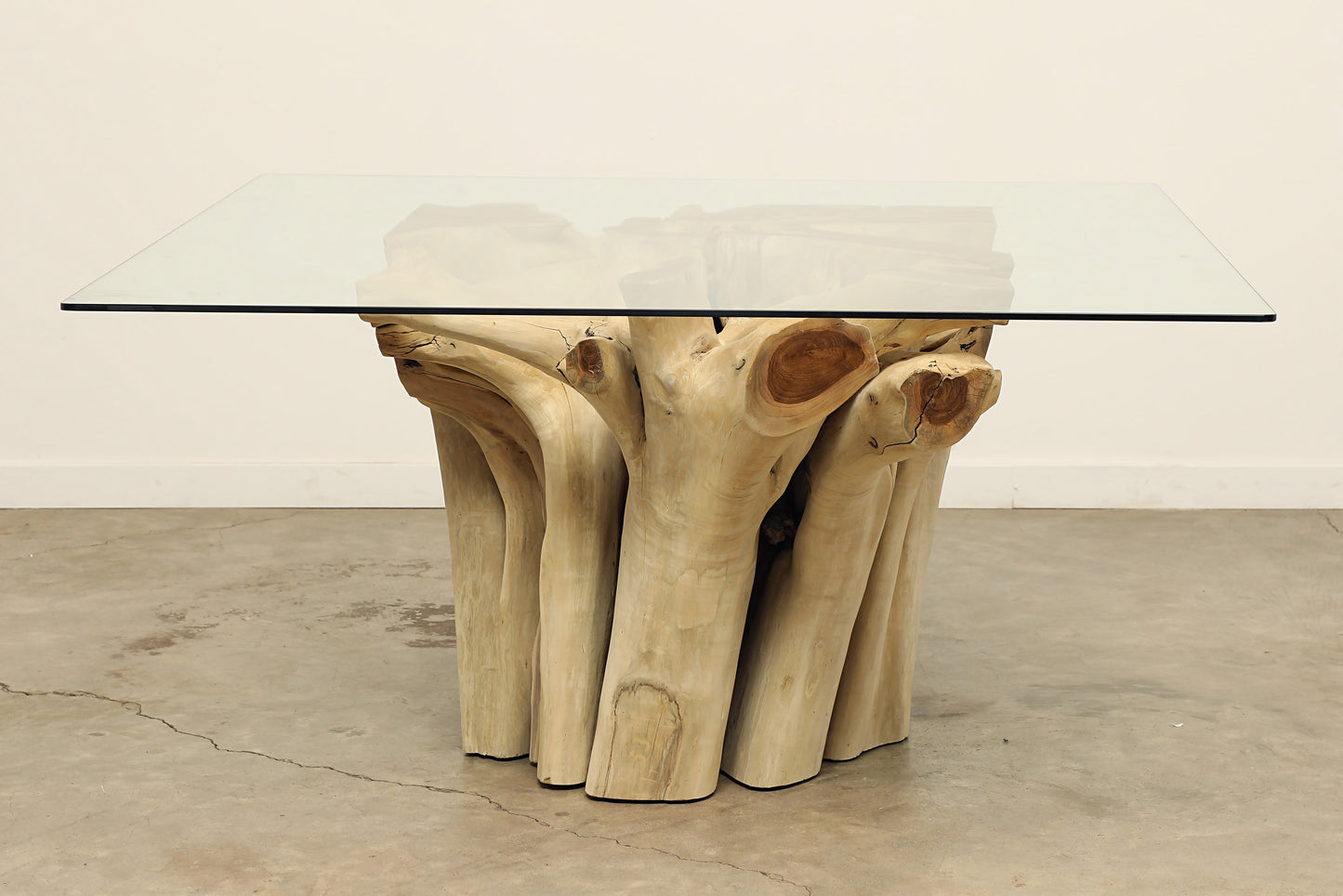 (SPP272-G2) Teak Root Dining Table - 60" Glass (37x36x30)