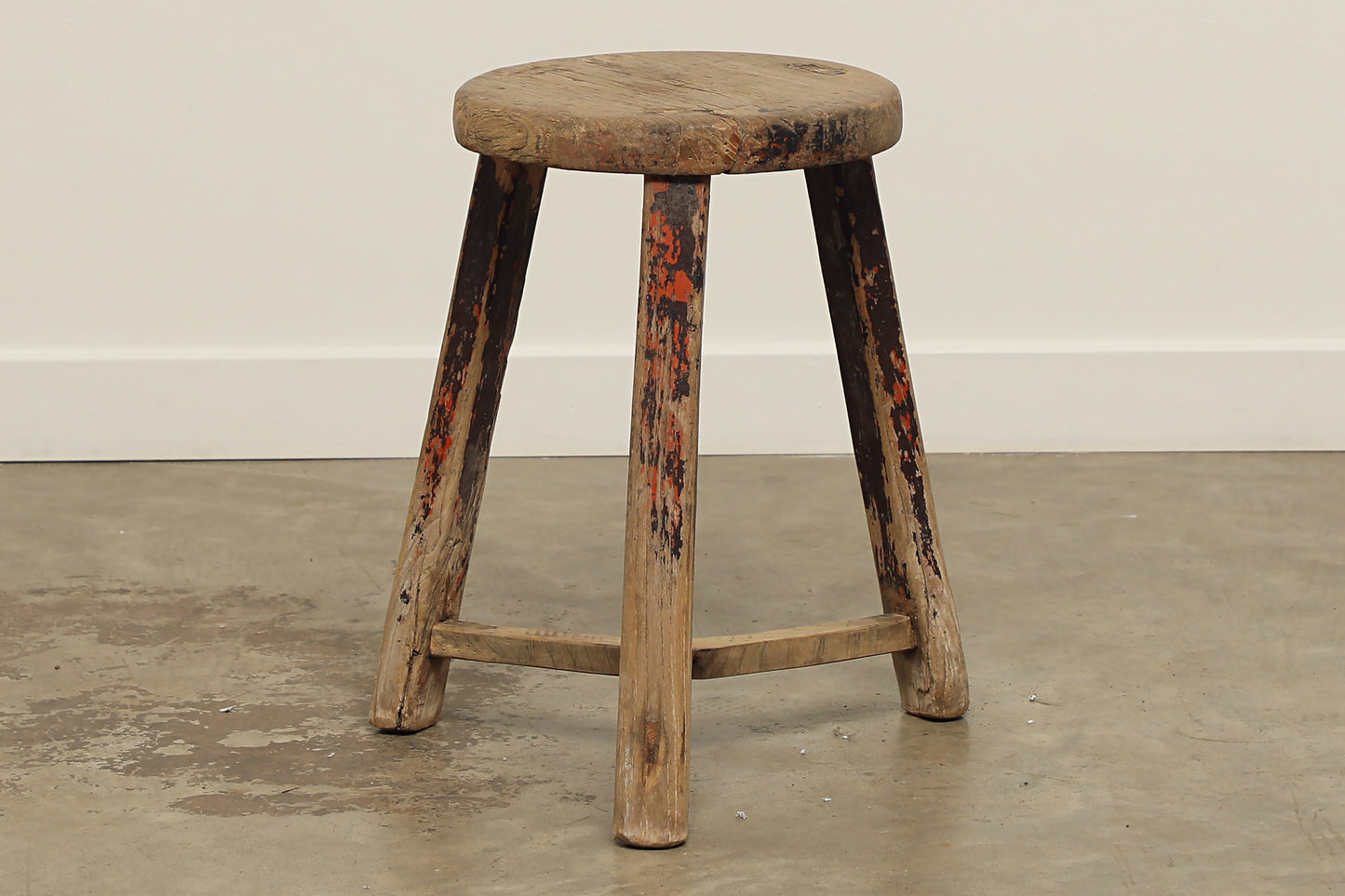 (GAS072) Vintage Elm Stool - Circa 1940 (12x12x20)