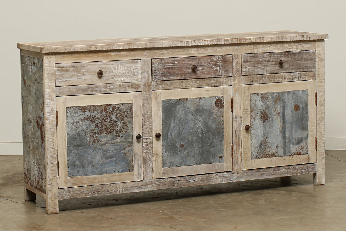 (SCA022B) 3 Door Kalvin Sideboard - Sunbleach 70x13x36