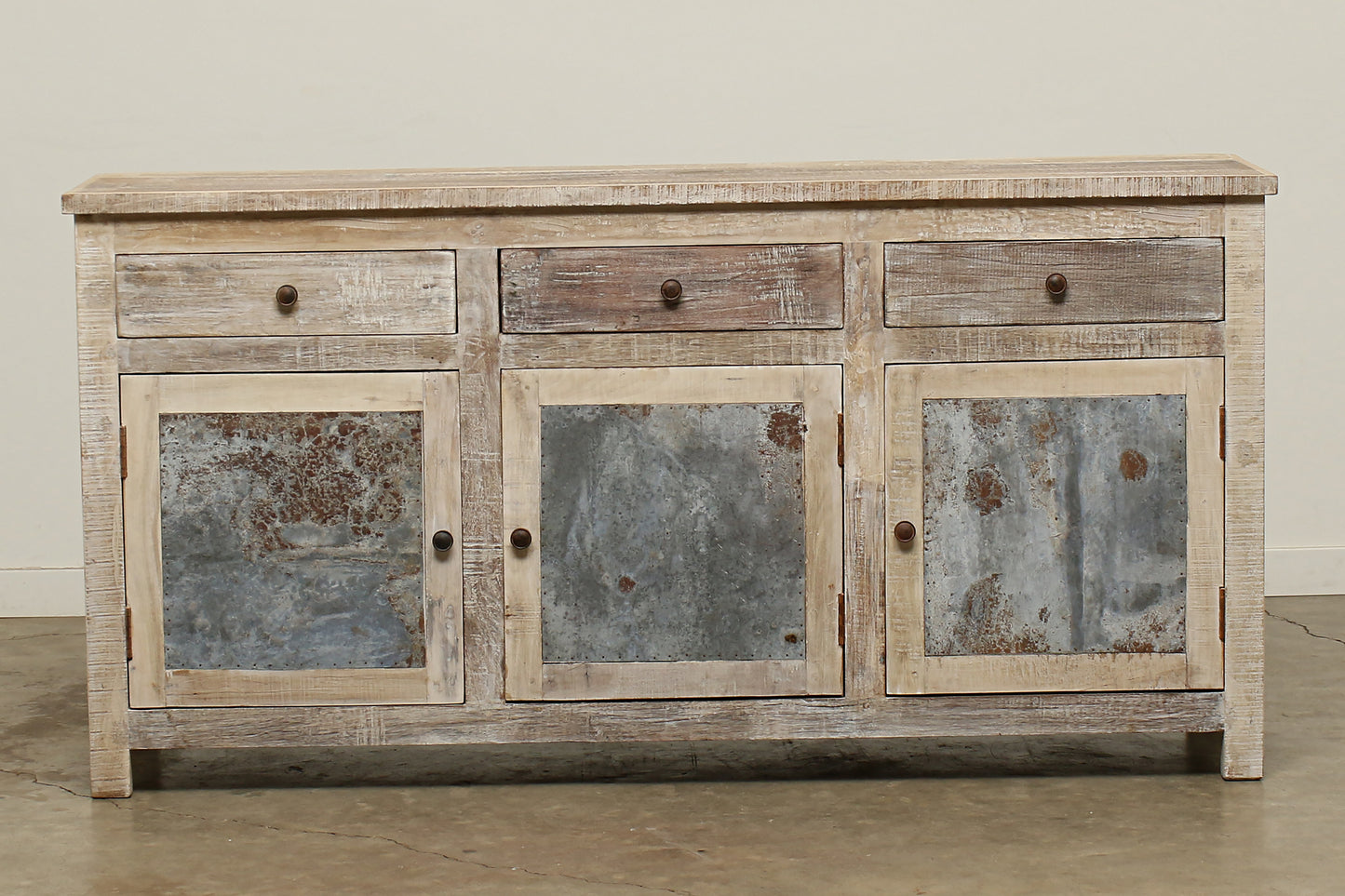 9SCA022B) 3 Door Kalvin Sideboard, Sunbleached