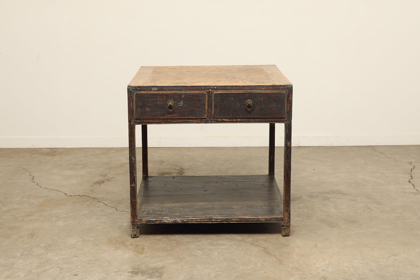 (GAV070) Vintage Elm Kitchen Island - Circa 1920 (35x35x34)