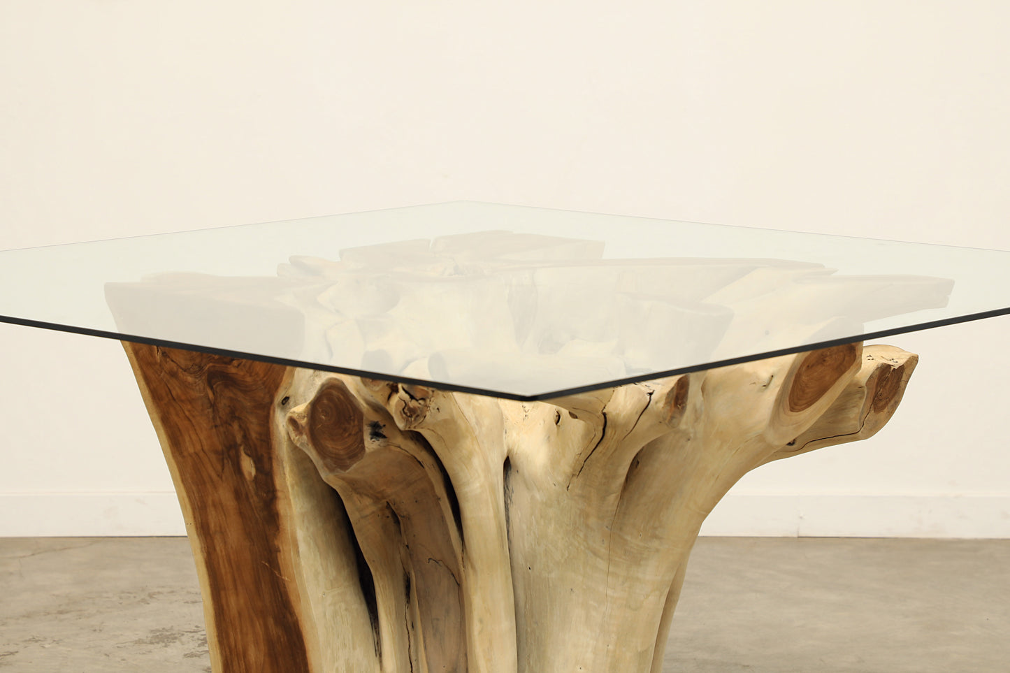 (SPP272-G2) Teak Root Dining Table - 60" Glass (37x36x30)