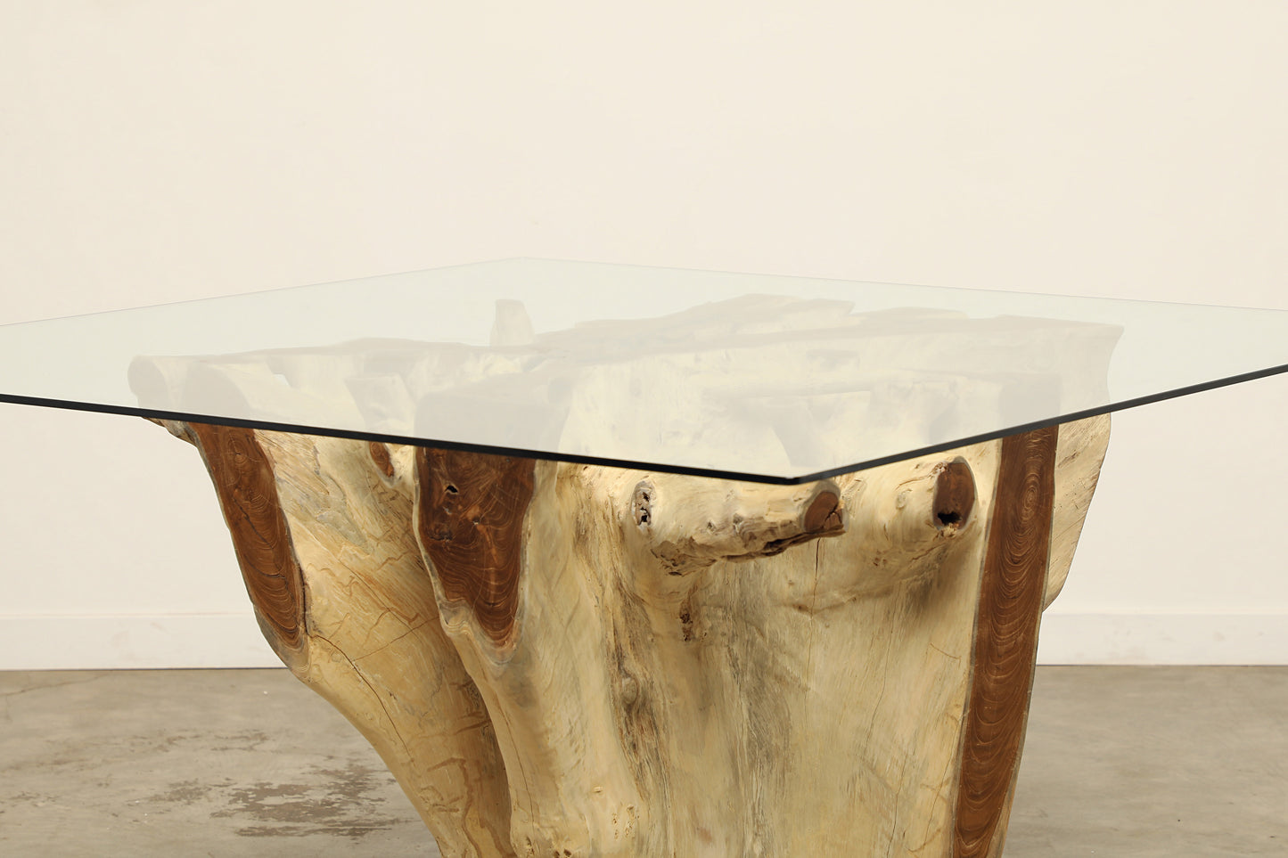 (SPP272-G3) Teak Root Dining Table - 60" Glass (40x41x30)