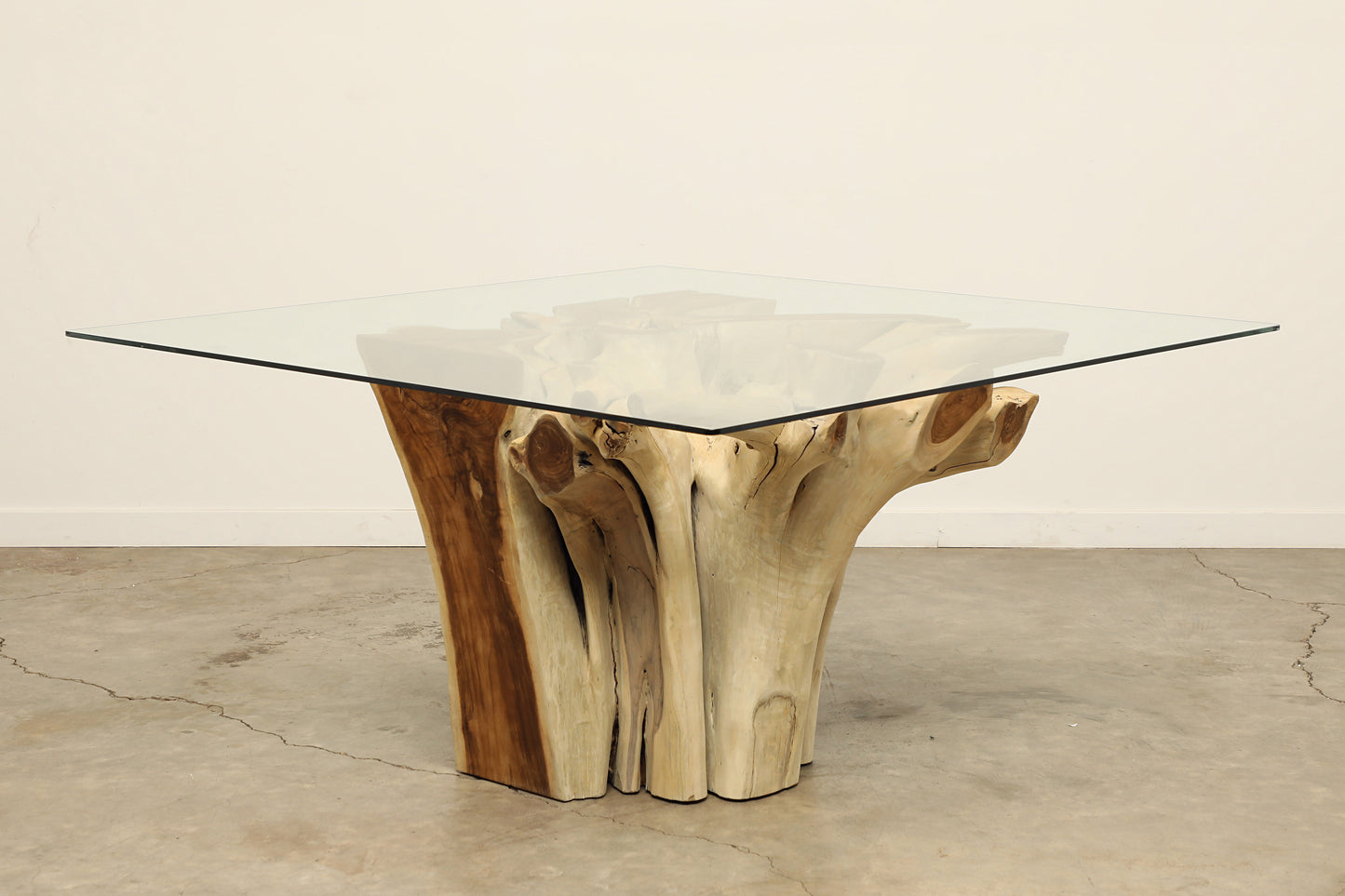 (SPP272-G2) Teak Root Dining Table - 60" Glass (37x36x30)