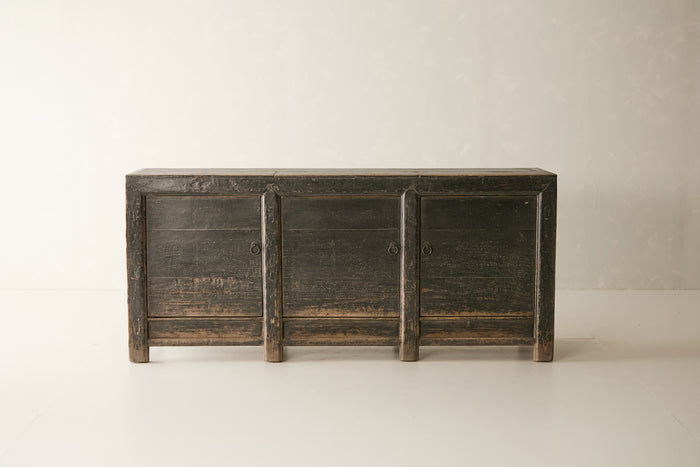 Antique Solid Pine Distressed Black Sideboard - Circa 1925 No. J78
