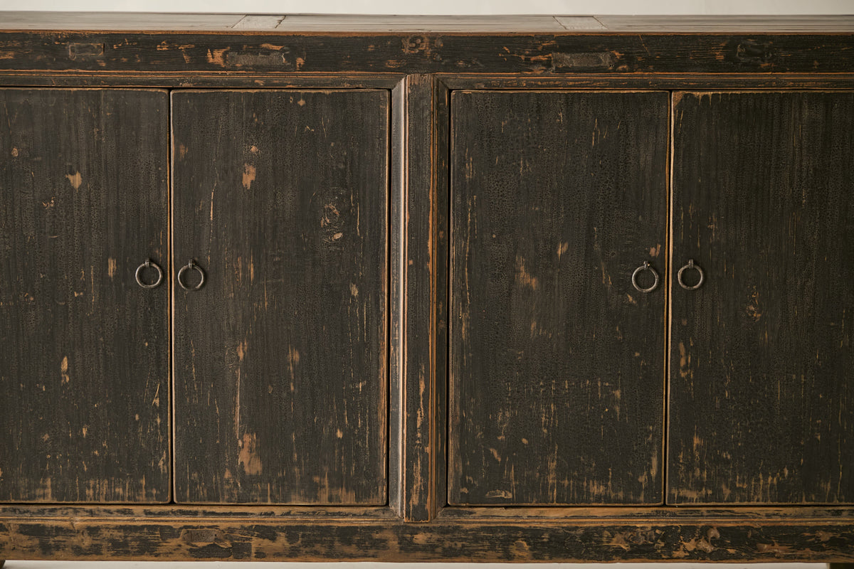 Vintage Solid Poplar Distressed Black Sideboard - Circa 1935 No. J93