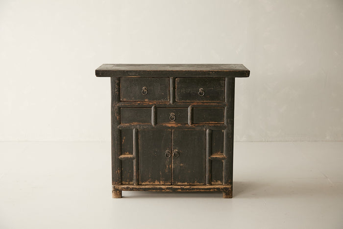 Vintage Elm Black Lacquer Sideboard - Circa 1925 No. M35