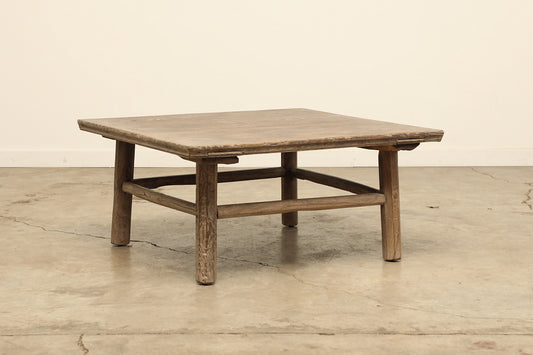 Antique Vintage Elm Wood Wooden Coffee Table Circa 1945 Rustic Farmhouse Style