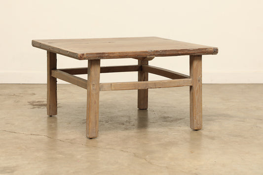 Antique Vintage Elm Wood Wooden Coffee Table Circa 1945 Rustic Farmhouse Style