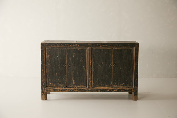 Vintage Solid Poplar Distressed Black Sideboard - Circa 1935 No. J93