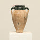 A one-of-a-kind brown Turkish vintage vase pot with two handles, crafted from terra cotta clay, this piece showcases timeless quality and antique craftsmanship, adding a unique touch of history to your space