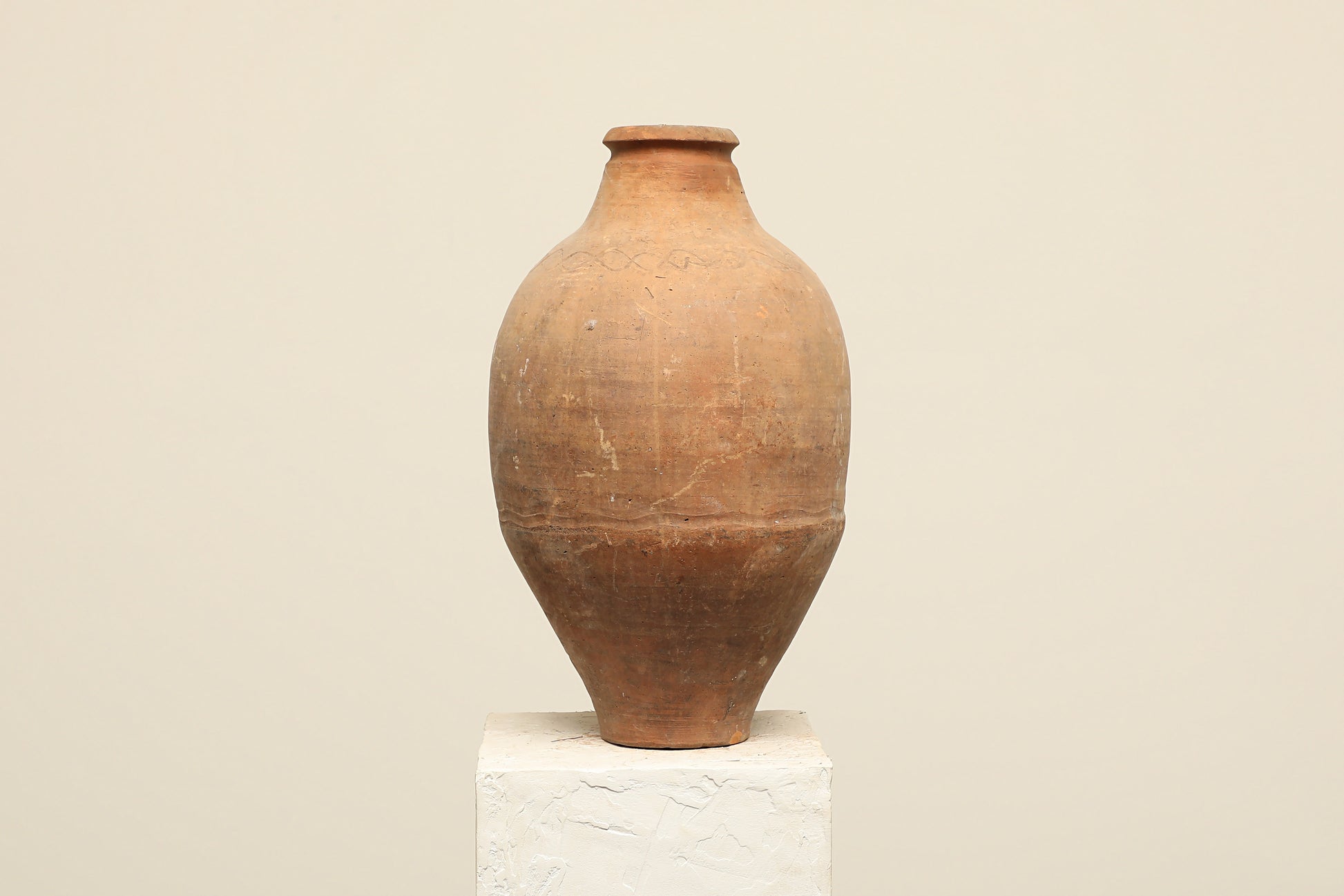 A one-of-a-kind clay brown Turkish vintage vase pot with two handles, crafted from terra cotta clay, this piece showcases timeless quality and antique craftsmanship, adding a unique touch of history to your space