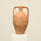 A one-of-a-kind clay brown Turkish vintage vase pot with two handles, crafted from terra cotta clay, this piece showcases timeless quality and antique craftsmanship, adding a unique touch of history to your space