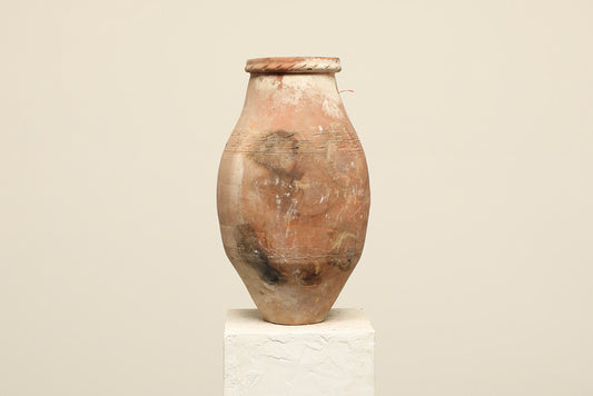 A one-of-a-kind clay brown Turkish vintage vase pot without a handle, crafted from terra cotta clay, this piece showcases timeless quality and antique craftsmanship, adding a unique touch of history to your space