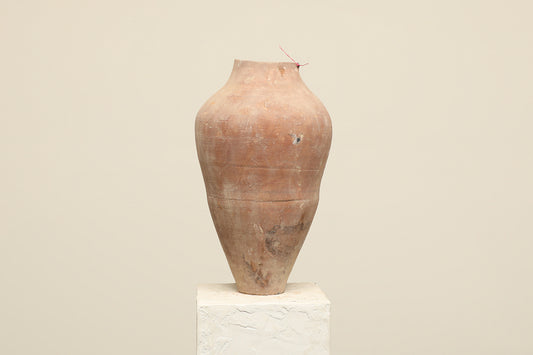 A one-of-a-kind clay brown Turkish vintage vase pot without a handle, crafted from terra cotta clay, this piece showcases timeless quality and antique craftsmanship, adding a unique touch of history to your space