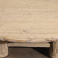 Four Legged Reclaimed Poplar Wood Wooden Round Coffee Table Featuring Its Rich Patina