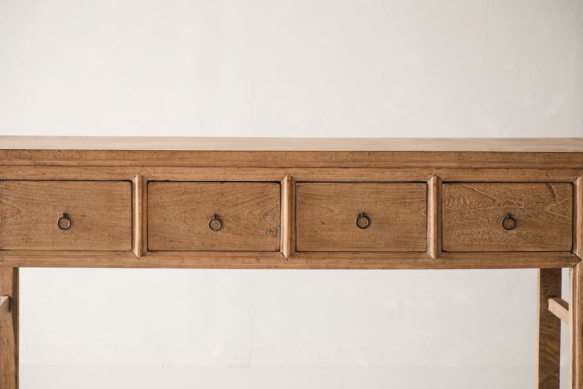 Vintage 4 Drawer Walnut Console - Circa 1945
