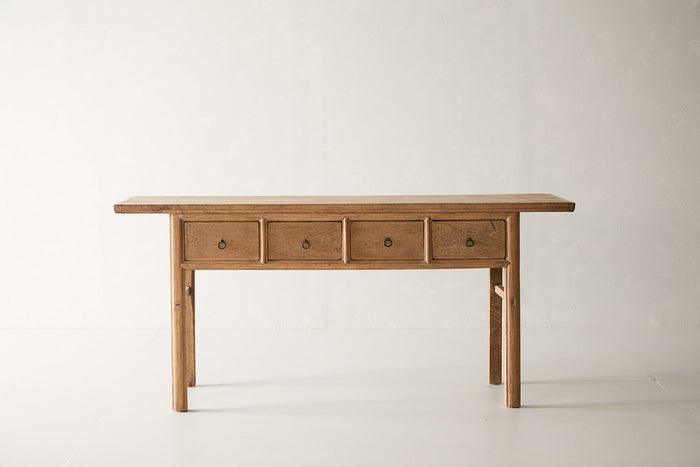 Vintage 4 Drawer Walnut Console - Circa 1945