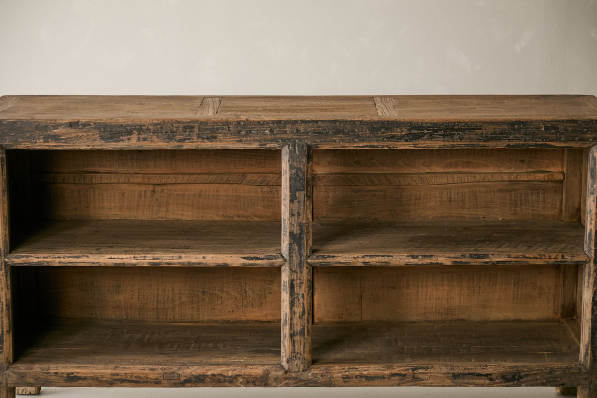 Vintage Open-Shelf Elm Sideboard - Circa 1925