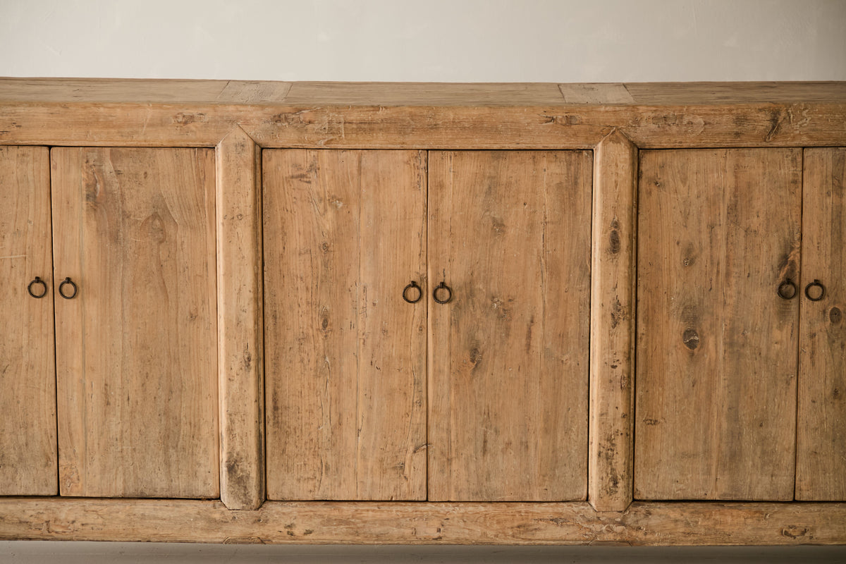Vintage 6-Door Elm Sideboard - Circa 1945