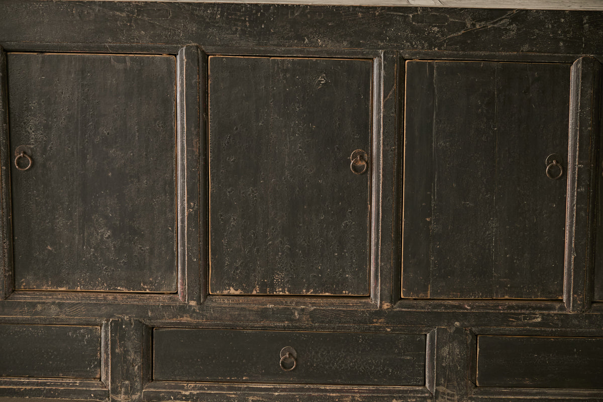 Antique Solid Elm 5-Door Sideboard - Circa 1925 No.J11