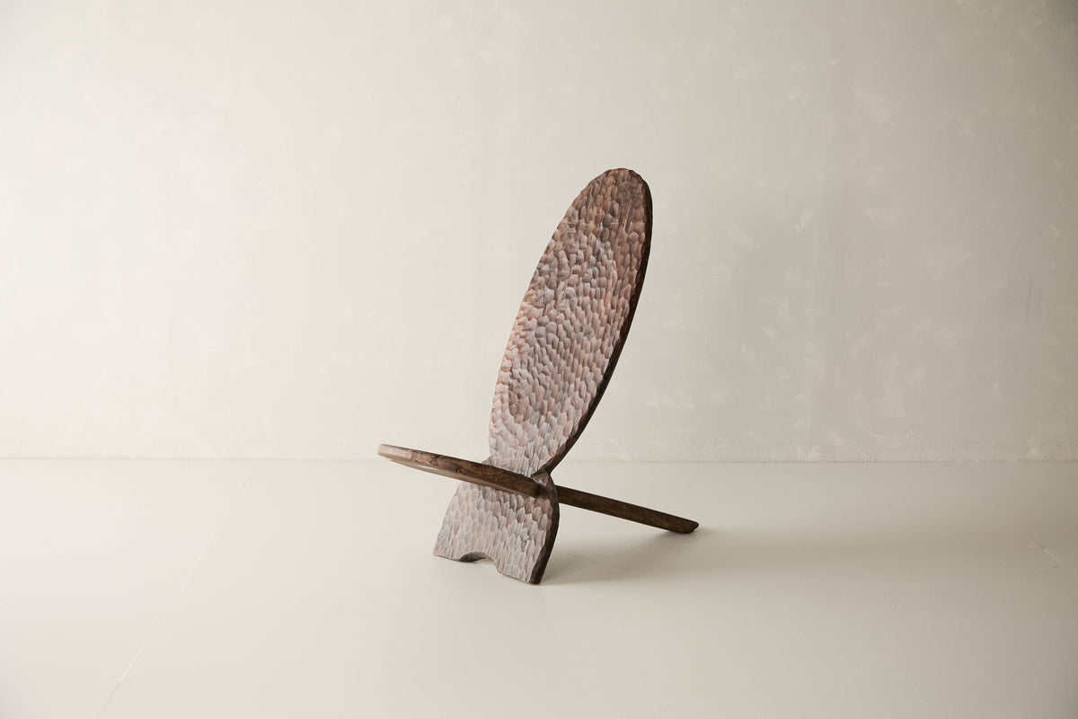 Reclaimed Solid Oak Sculptural Lounge Chair No. J15