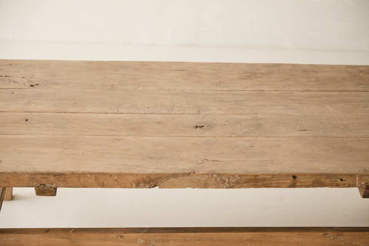 Vintage Solid Fruitwood Trestle Coffee Table - Circa 1945 No. J18