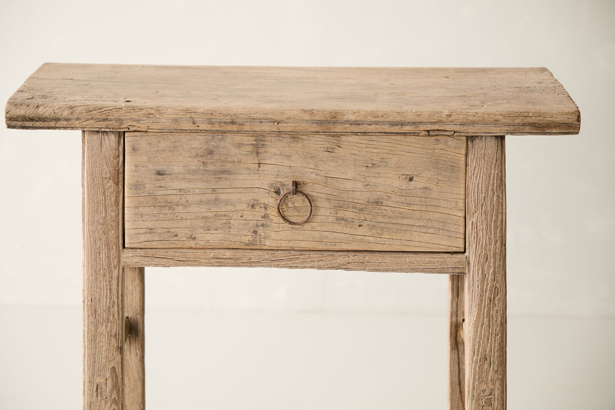 Vintage Solid Elm 1-Drawer Console - Circa 1950 No. J58