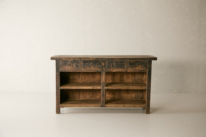 Antique Solid Elm 4-Drawer Sideboard - Circa 1875 No. J73