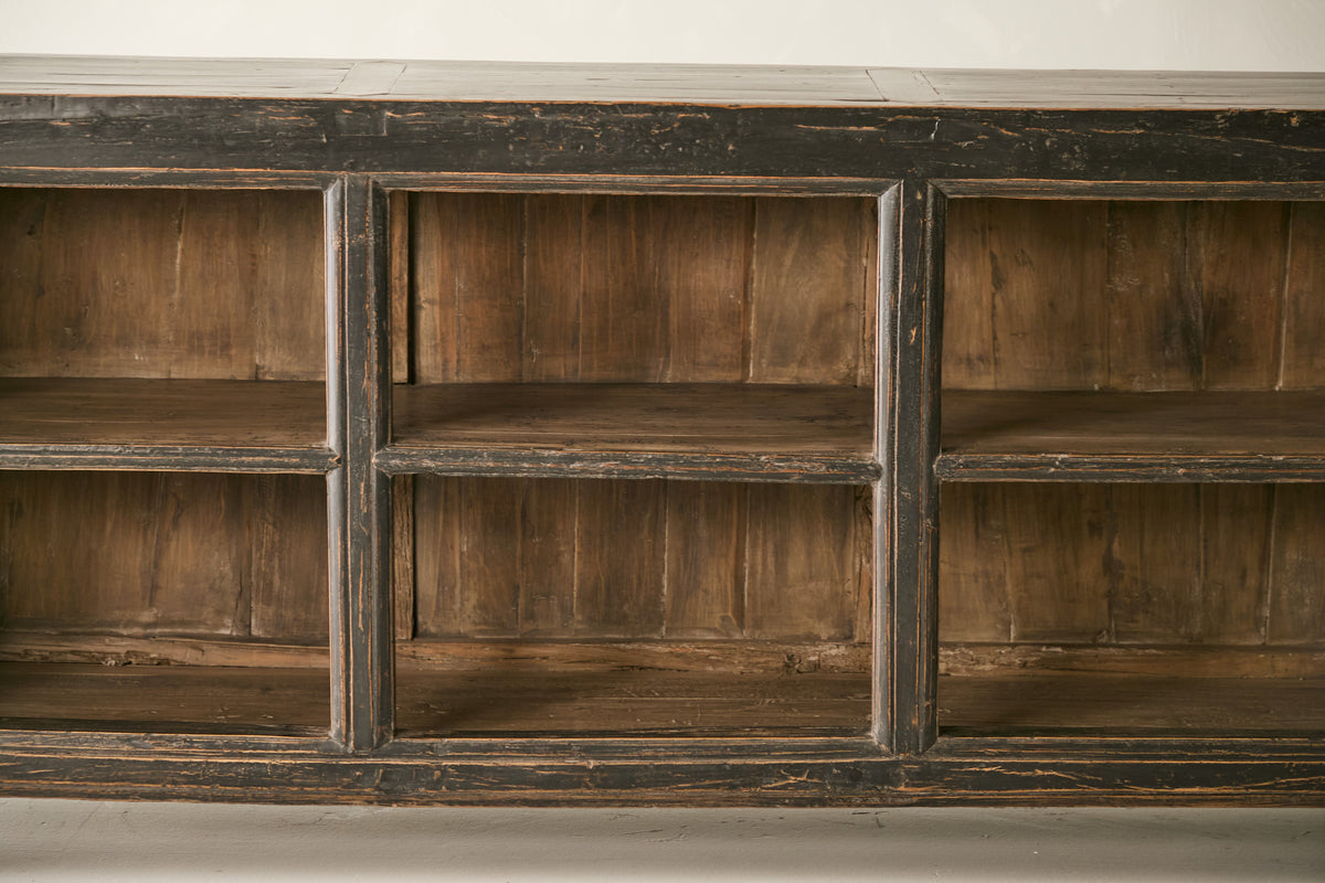 Vintage Solid Elm Distressed Black Sideboard - Circa 1935 No. J76
