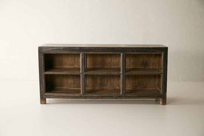 Vintage Solid Elm Distressed Black Sideboard - Circa 1935 No. J76