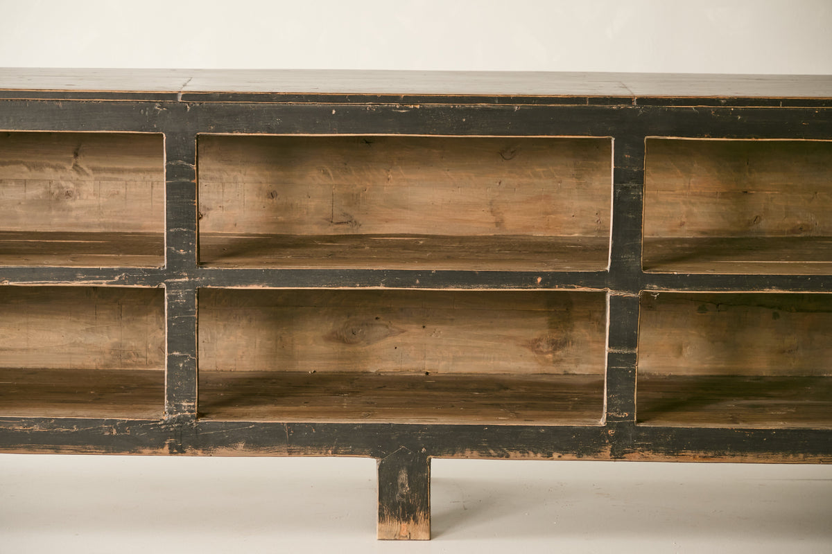 Antique Solid Poplar Distressed Black Sideboard - Circa 1905 No. J79