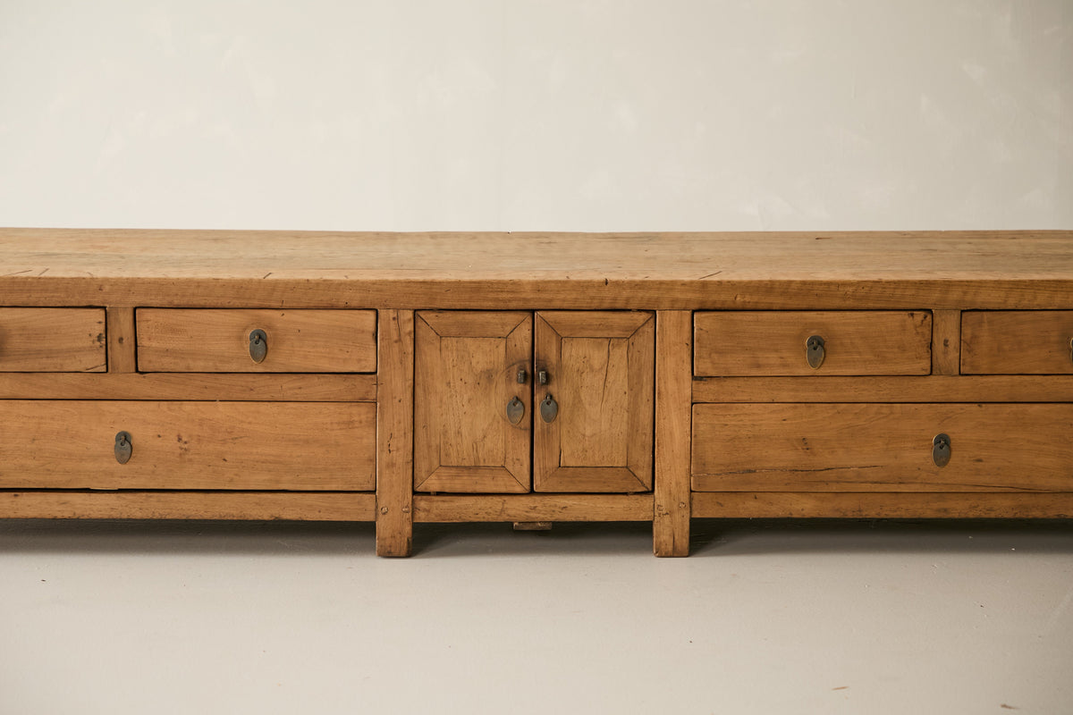 Antique Solid Elm Low Sideboard - Circa 1925 No. J92