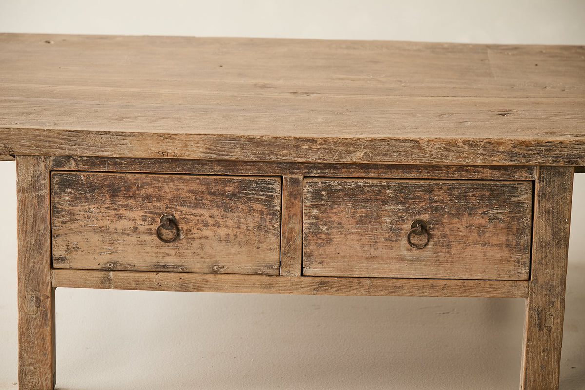 Vintage Solid Elm 2-Drawer Coffee Table No. N41 - Circa 1945