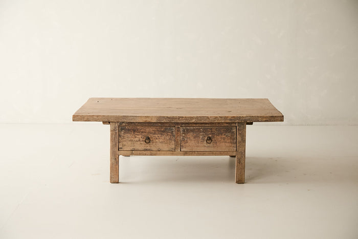 Vintage Solid Elm 2-Drawer Coffee Table No. N41 - Circa 1945
