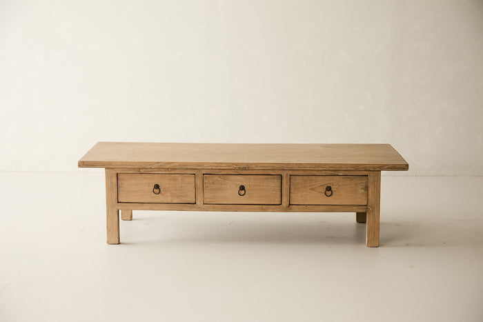 Vintage Solid Poplar 3-Drawer Coffee Table No. N44 - Circa 1945