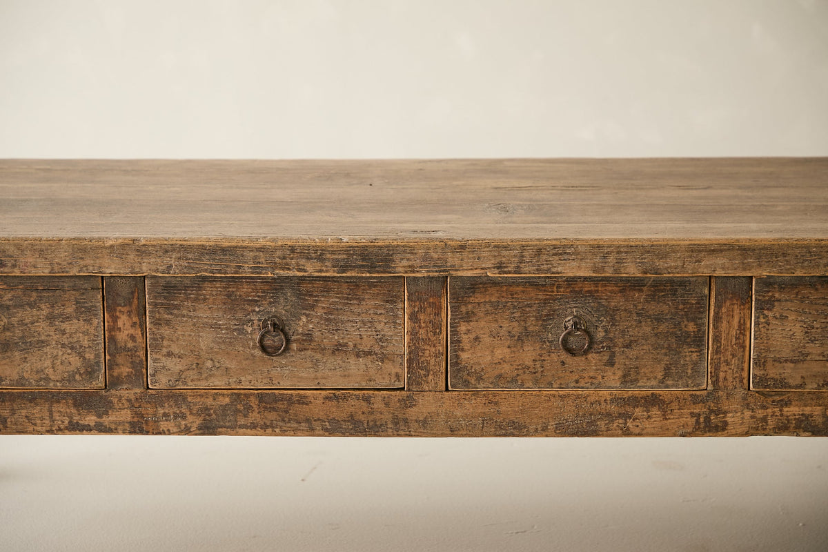Vintage Solid Elm 4-Drawer Coffee Table No. N45 - Circa 1925