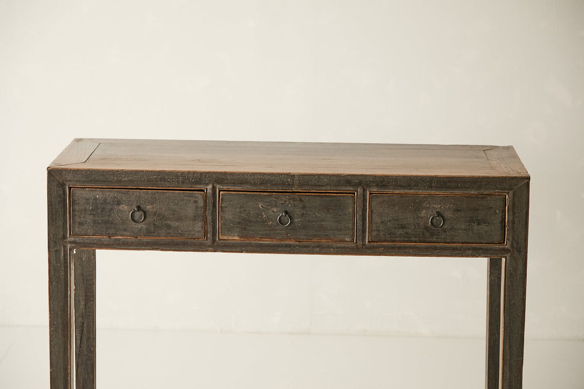 Vintage Solid Elm 3-Drawer Console No. N52 - Circa 1945