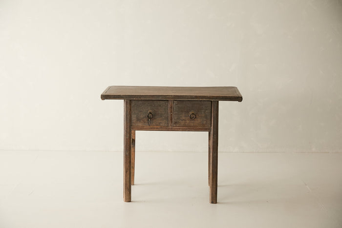 Vintage Solid Elm 2-Drawer Console No. N62 - Circa 1945