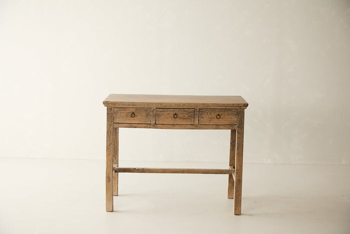 Vintage Solid Elm 3-Drawer Console No. N73 - Circa 1945
