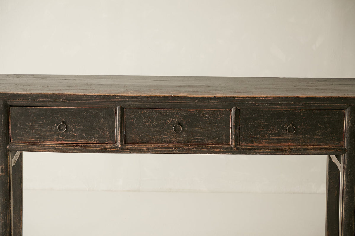 Vintage Solid Elm 3-Drawer Console No. N82 - Circa 1925