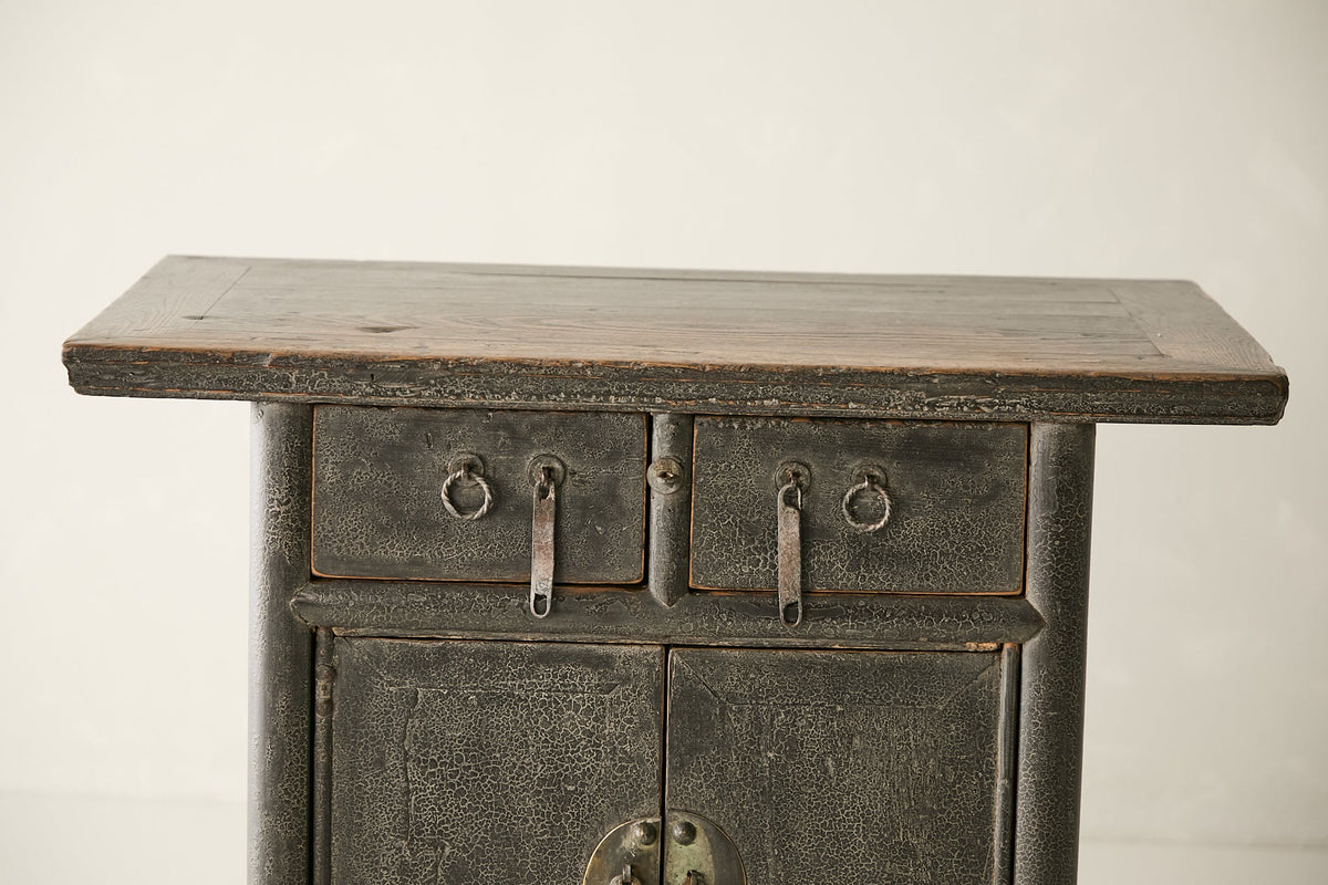 Vintage Solid Elm Black Lacquer Sideboard No. N103 - Circa 1875