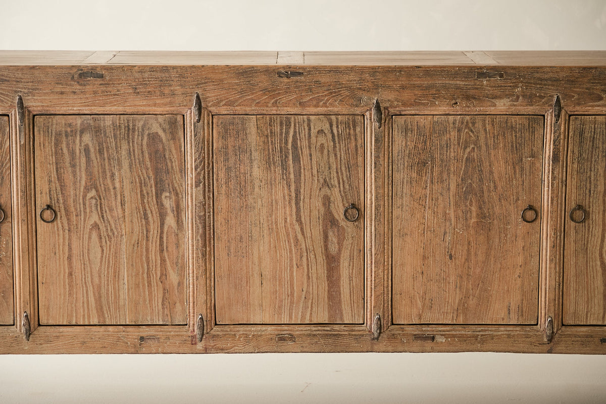 Vintage Solid Elm 5-Door Sideboard No. N121 - Circa 1925