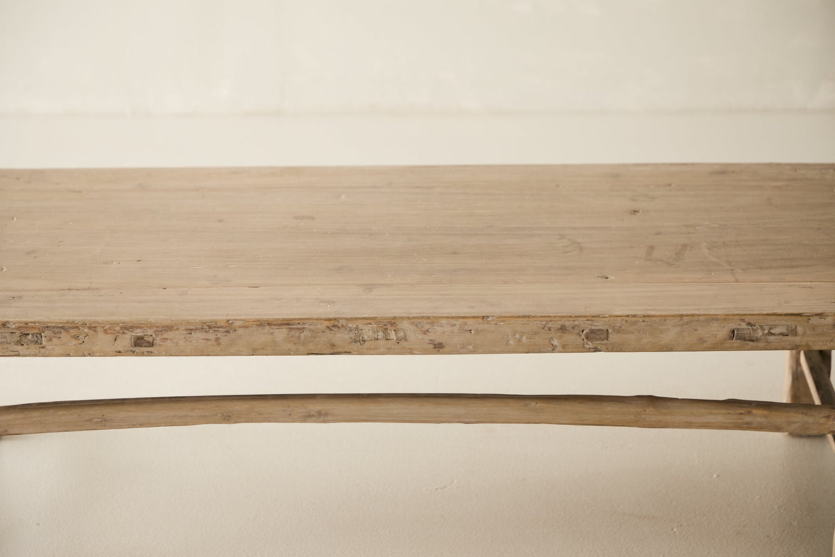 Vintage Solid Fruitwood Bench - Circa 1945 No. O11