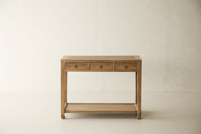 Vintage Solid Elm 3-Drawer Console - Circa 1945 No. O80
