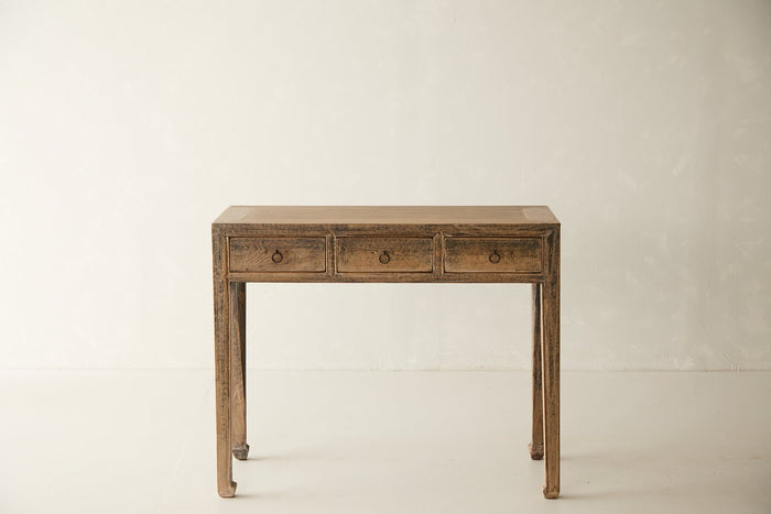 Vintage Solid Elm 3-Drawer Console - Circa 1945 No. O84