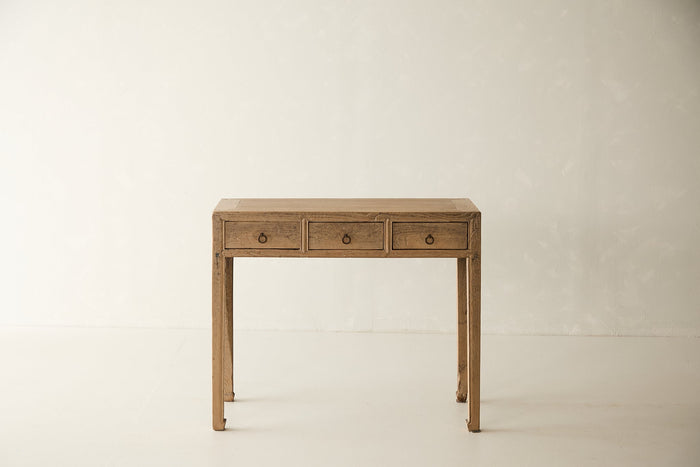Vintage Solid Elm 3-Drawer Console - Circa 1945 No. O87
