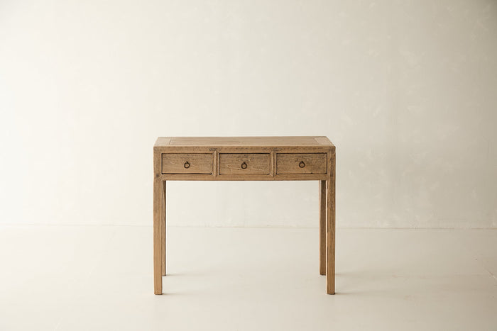 Vintage Solid Elm 3-Drawer Console - Circa 1945 No. O88